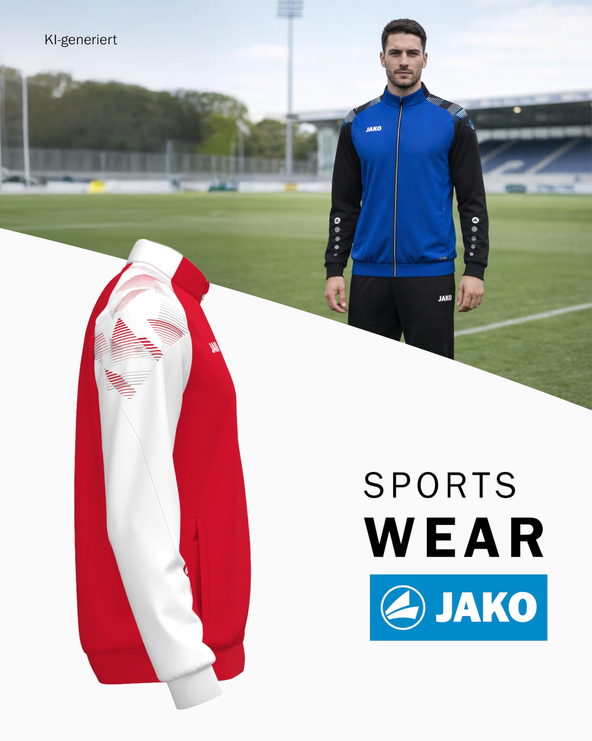 JAKO Polyesteranzug Sonic – Vielseitiger Sportanzug Herren & Damen für Training, Sport & Freizeit mit Keep Dry-Funktion, 100% recyceltes Polyester