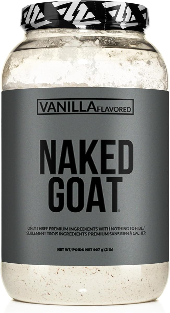 NAKED NAKED Goat Vanilla Protein Powder- Pasture Fed Goat Whey Protein Powder from Small-Herd Dairies, 2LB Bulk, GMO Free, Soy Free. Easy to Digest - All Natural - 23 Grams of Protein - 30 Servings