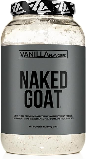 NAKED Goat Vanilla Protein Powder- Pasture Fed Goat Whey Protein Powder from Small-Herd Dairies, 2LB Bulk, GMO Free, Soy Free. Easy to Digest - All Natural - 23 Grams of Protein - 30 Servings
