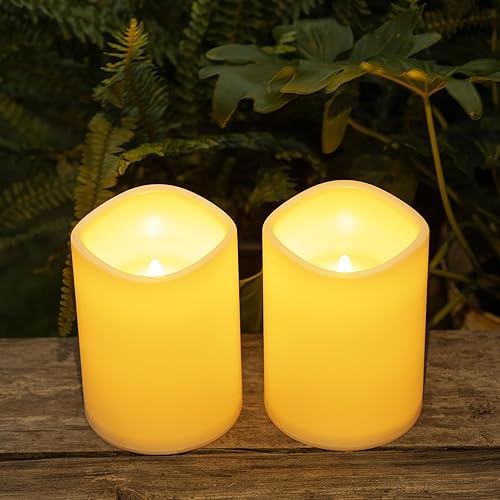 TFROSIM Velas solares de 3 x 6 pulgadas para exteriores, impermeables, con sensor de luz del atardecer al amanecer, velas LED parpadeantes sin llama