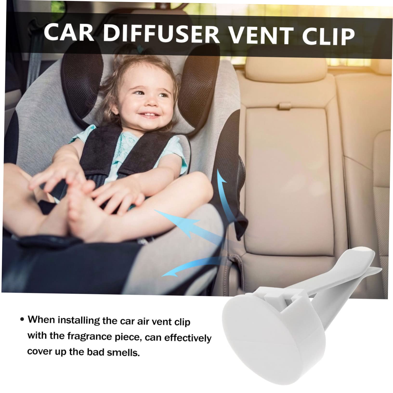 Clip per Bocchette Aria Auto 100 Pezzi in Metallo e Plastica | Bianco, per Bocchetta Auto, Kit DIY Decorazione, Struttura Robusta Anti-rottura