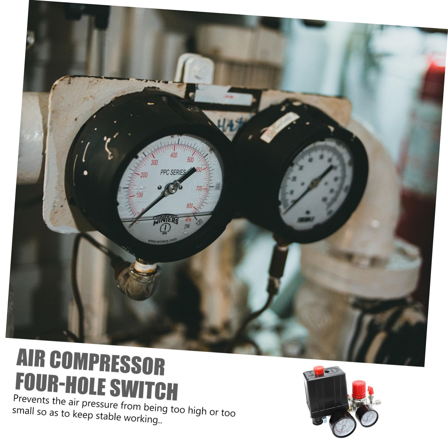 Housoutil Valvola di Pressione per Compressore Aria, Regolatore di Pressione Manometro, 220/380v, 20a, per Controllo Preciso e Stabilità