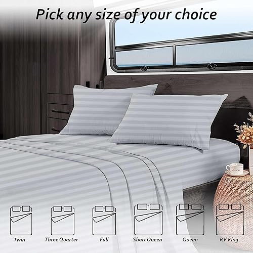 Miniatura 4 de Rajlinen Juego de sábanas tamaño matrimonial XL, sábanas de algodón egipcio de 400 hilos para juegos de sábanas de 4 piezas tamaño matrimonial XL,