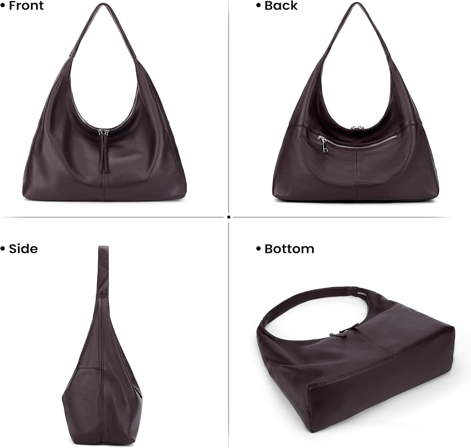 befen Leather Slouchy Hobo Bags for Women, Ultra Soft Large Tote Bag Purses, Lightweight Shoulder Handbag for Work Travel - Image 7