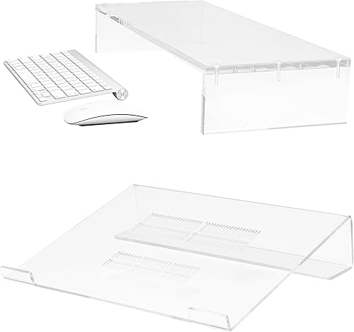 Mammoth DuraClear - Soporte acrílico para laptop y monitor, accesorios ergonómicos de escritorio para mayor productividad y comodidad