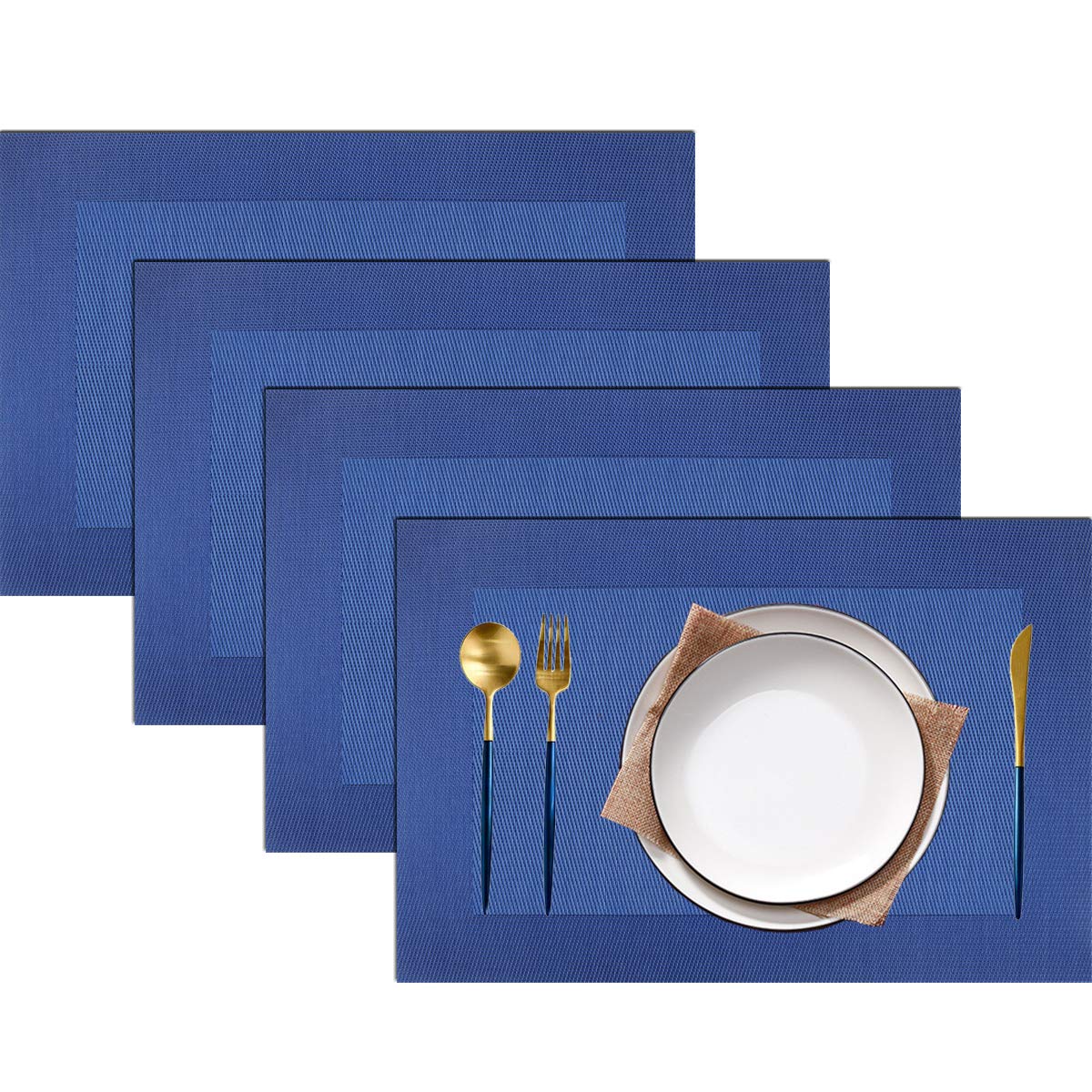PIGCHCY Placemats,Durable Placemats for Dining Table,Washable Woven Vinyl Kitchen Placemats Set of 4 (Brown) — Amazon image 25