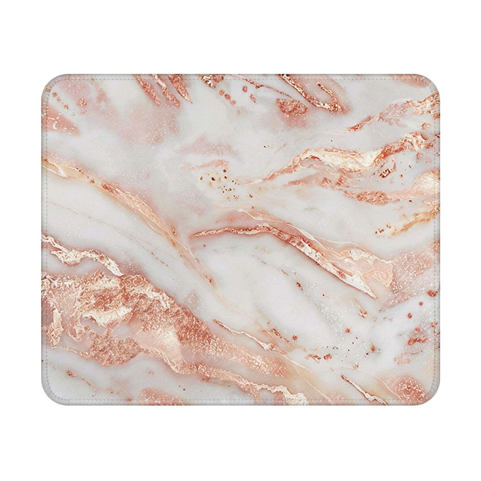 Rose Golden Marble Mouse Pad 9.5x7.9 Inch with Anti-Slip Rubber Base