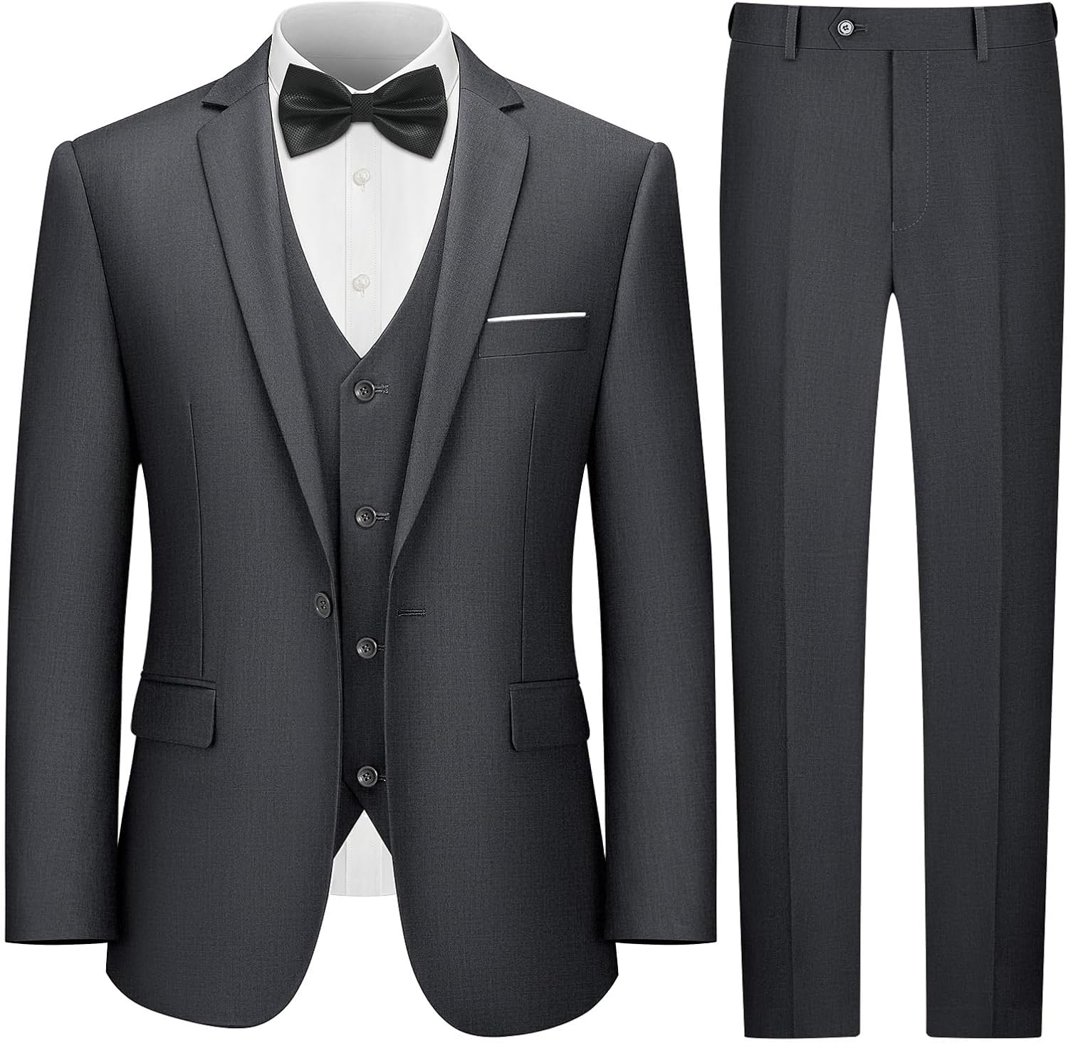 LUPURTY 3 Piece Suits for Men,Men's Suit Slim Fit,Business Solid One Button Wedding Tuxedo Blazer Vest Pants Set
