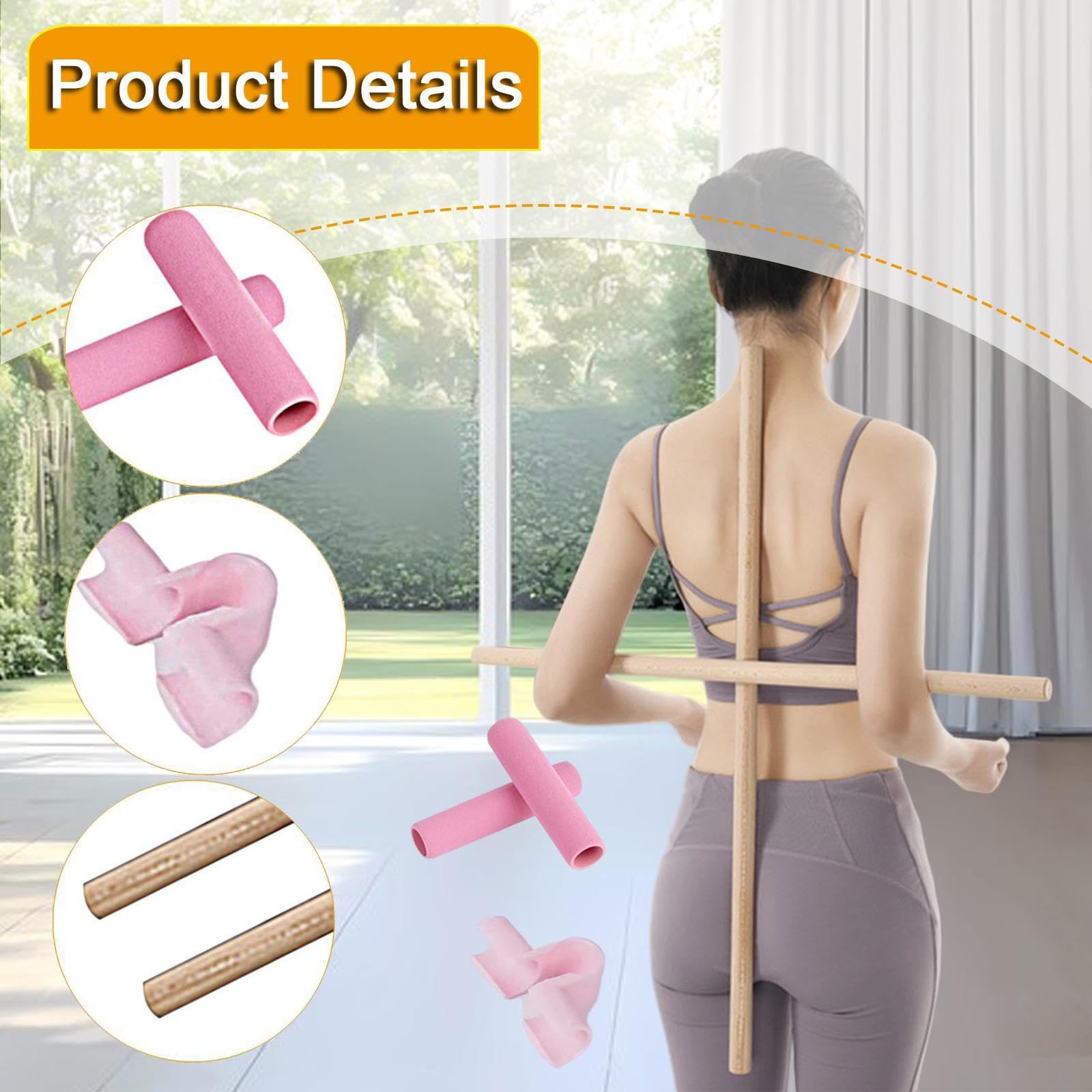 harayaa Lot de 2 Barres de Correction de Posture en Bois pour Le Dos, Outil D'étirement et de Musculation pour Gymnastes