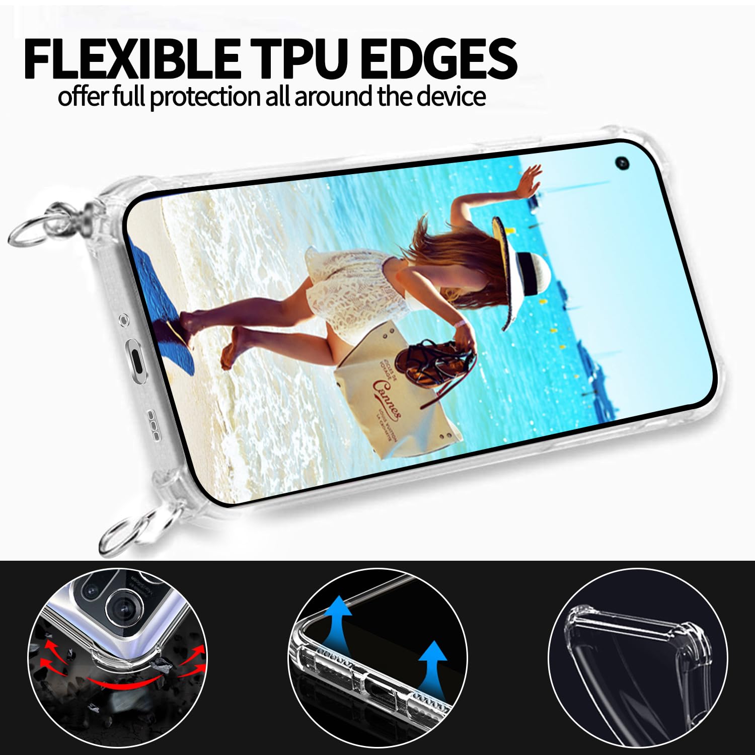 Custodia con Cordino Compatibile con OPPO Find X5 Pro 5G - Back Case in Silicone con Laccio per Il Collo - Custodia Trasparente con Cordino - Cover