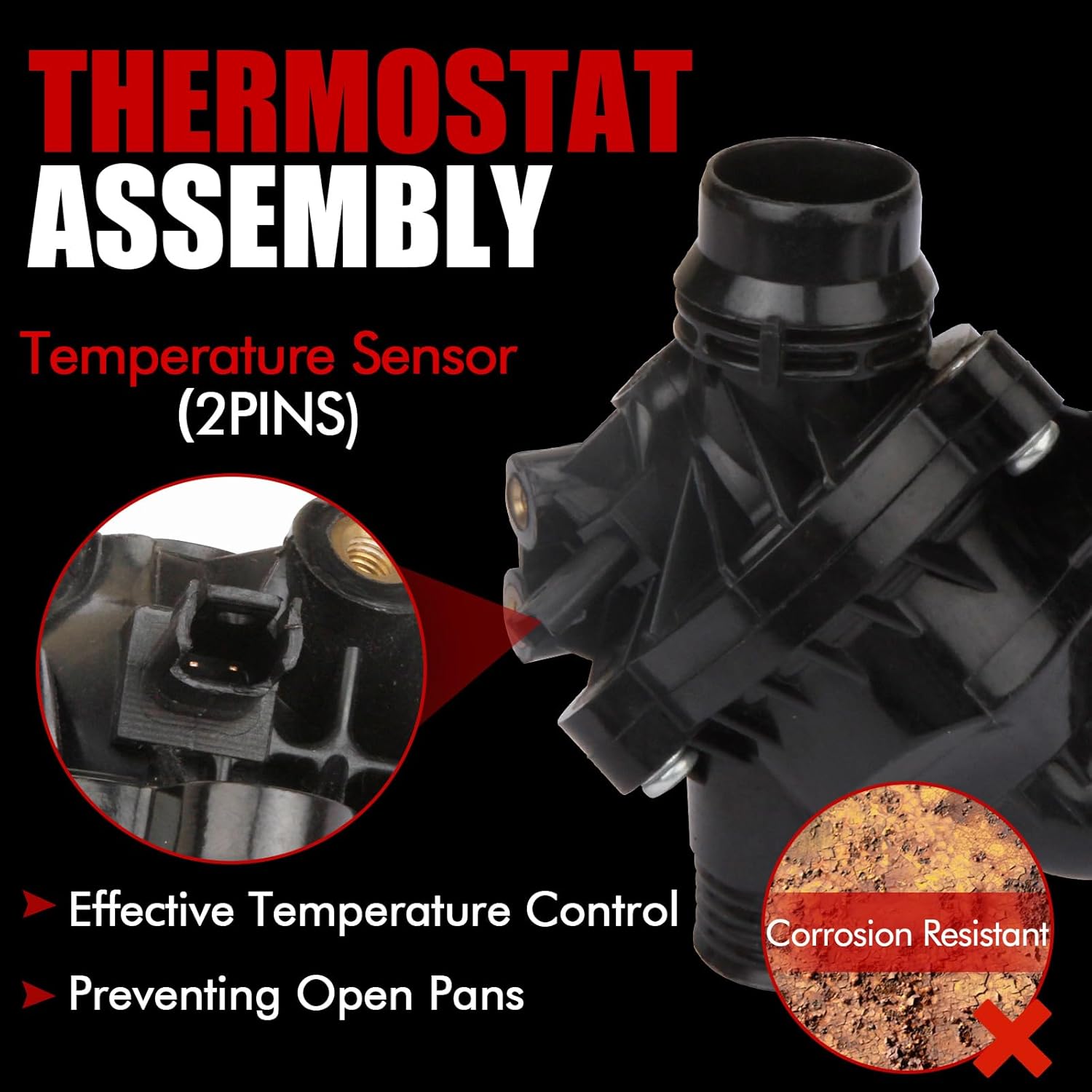 MITZONE Engine Coolant Thermostat Assembly Compatible with BMW E70 X5 E71 X6 3.0L Replace 11537550172