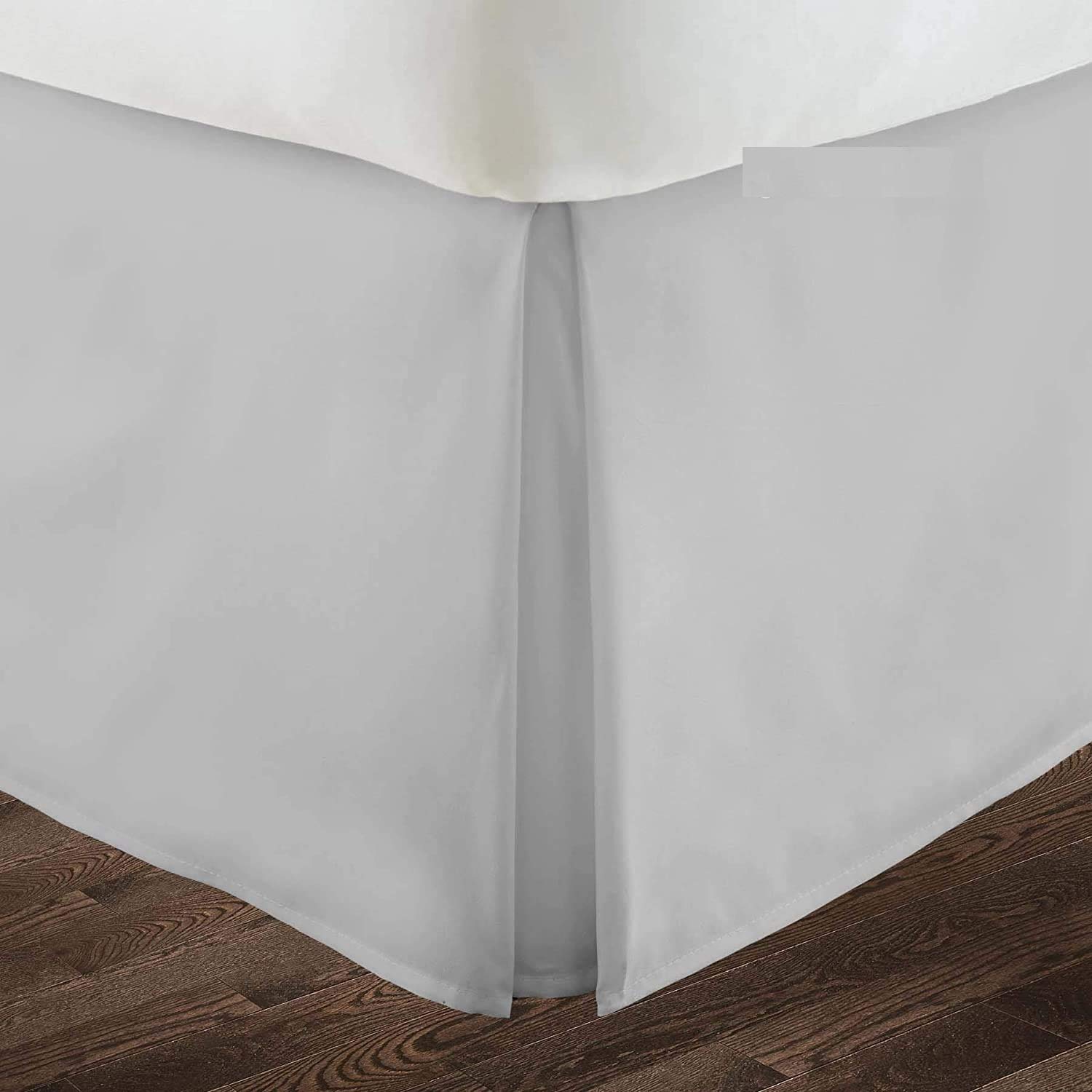Bed Skirt with Pleated 100% Microfiber, Bed Base Frame Cover Valances, 3 Sided Fabric Base (34cm Drop) Tailored Finish Bed Skirt - Light Grey Solid,Double Size 140 x 190 Cm. — image 1