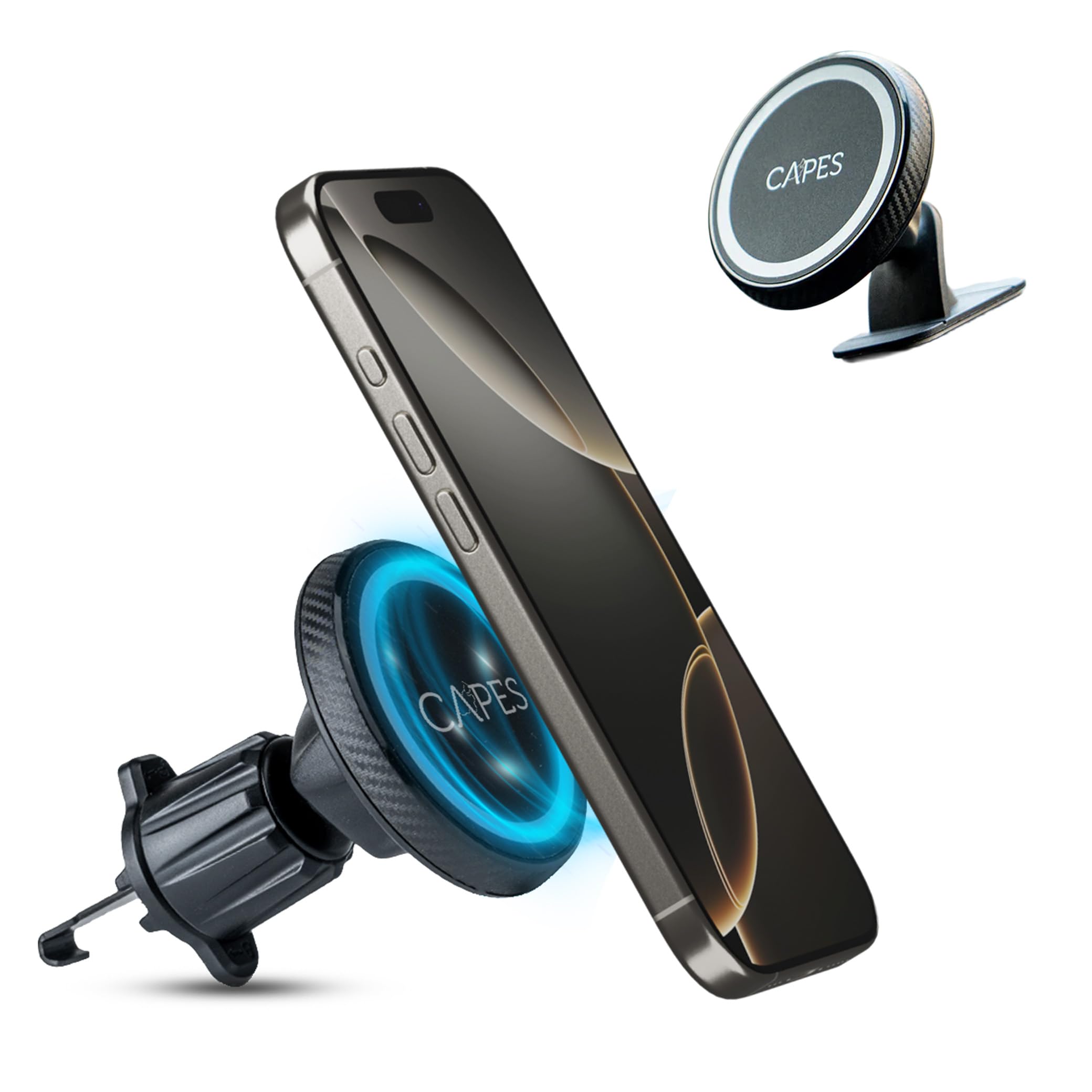 Capes MagLock Car Mount for Air Vent, Strong Magnetic AC Vent Mount Phone Holder Compatible with MagSafe Mounts, for iPhone 16/15/14/13/12, Car Accessories, 360-Degree Rotation, Magnetic Ring, Black-image-20