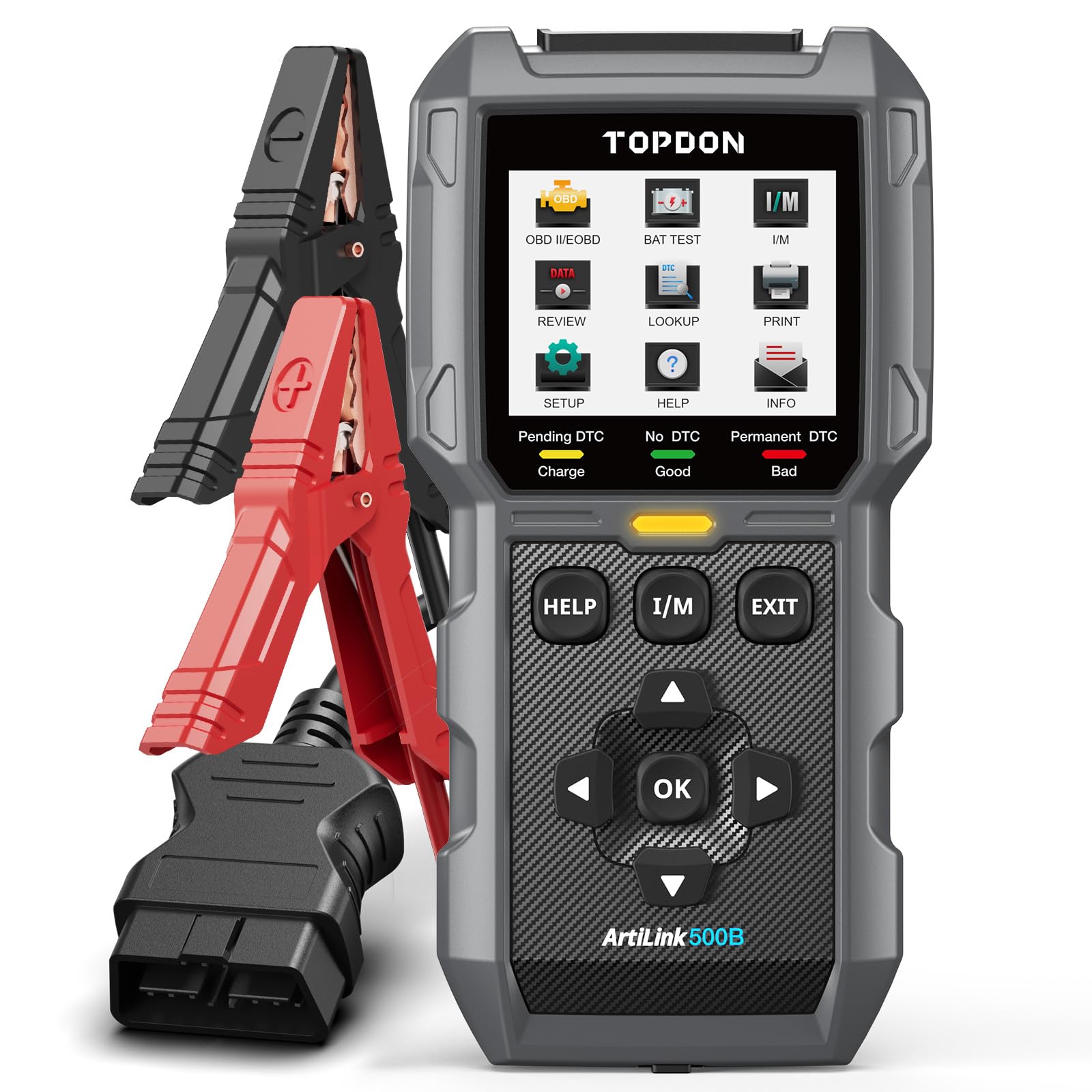 TOPDON ArtiLink500B OBD2 Diagnosegerät Auto und Batterietester 2-in-1, Universal KFZ-Fehlercode-Lesegerät mit Vollen OBD2-Funktionen, Laufen Batterie-Tests, Anlassen Tests, Lade-Tests