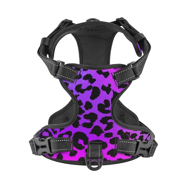 Foto 6 de 8 de Arnés para Perro con Estampado de Leopardo Morado, sin tirones, para Perros Grandes, sin tirones