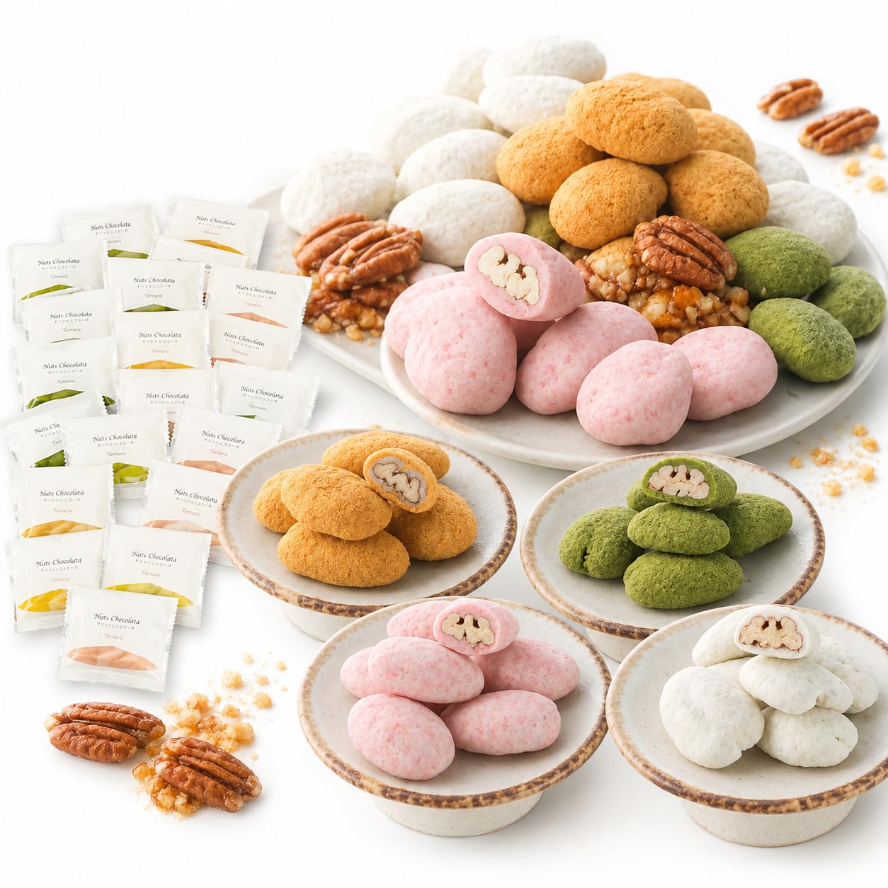 ナッツチョコ 小分け プレゼント ばら撒き 4種のピーカンナッツショコラータ4種×4袋(16袋)詰め合わせ チョコレート ペカンナッツショコラ お配り お返し 個包装 ナッツチョコレート ギフト ピーカンナッツチョコレート お菓子 キャラメル 苺 抹茶 ホワイトチョコレート スイーツ ばらまき