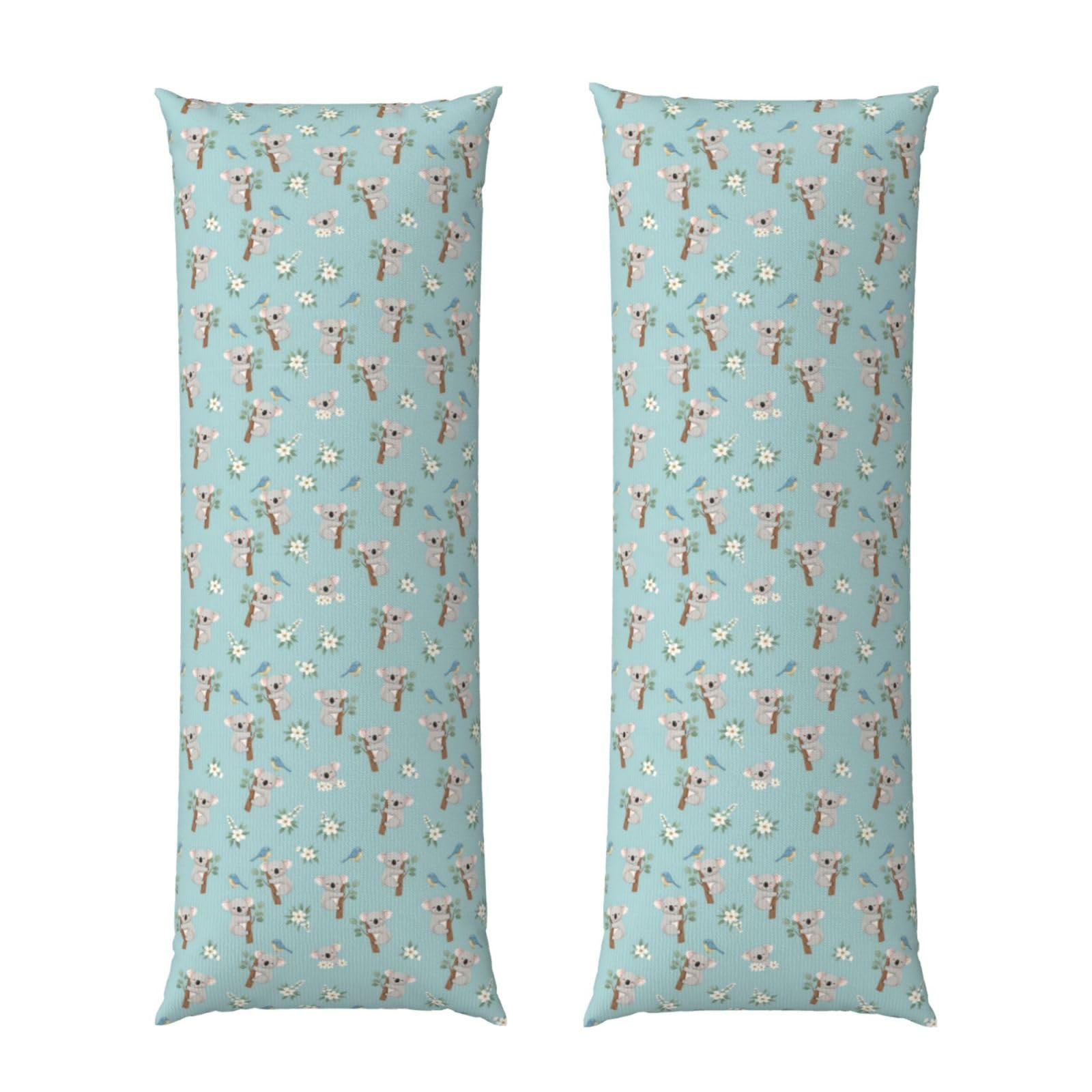 Body Pillow Case 20x60 Inch, Cute Cartoon Koala Floral, Zippered Cozy Pillow Cover, Softffy Fabric, Comfortable Protector for Bedroom Couch Sofa