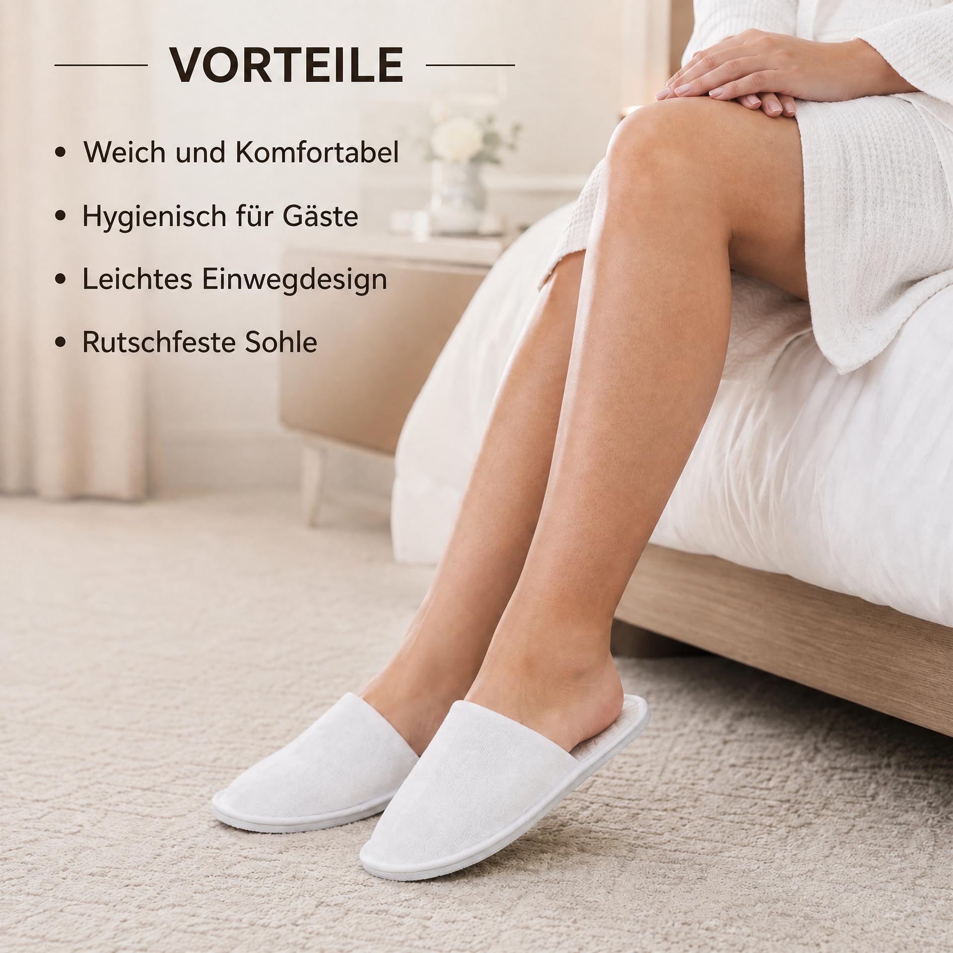 6 Paar Einweg-Hausschuhe für Gäste – Weich, Hygienisch & Umweltfreundlich