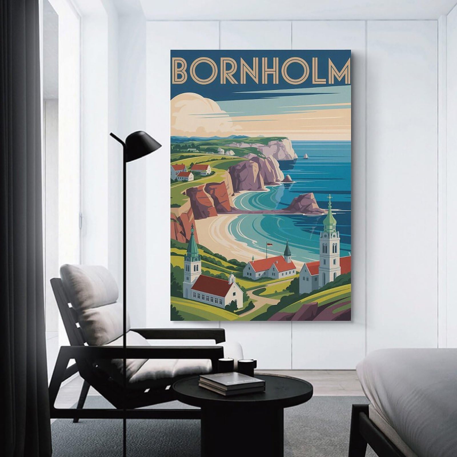Junmoney Canvas Wall Decor Bornholm Travel (4), 16x24inch(40x60cm), for Gallery Wall Layouts in Home Or Office, Home Wall Art for Statement Displays
