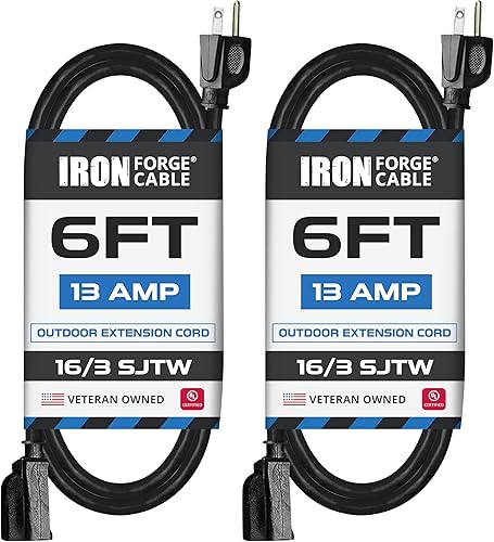 Miniatura 1 de Paquete de 2 extensiones para el exterior - Cable color negro de 163 de uso rudo, 6 o 10 pies de longitud, IFC-163B06PK2