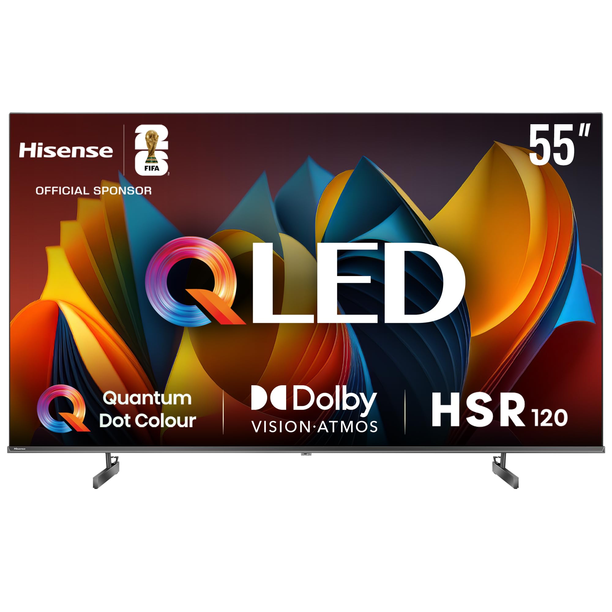 Hisense 55 inch QLED Smart TV E7N-Quantum Dot Colour, AI Picture, Dolby Vision, Dolby Atmos, Share to TV, Voice Control, Filmmaker Mode, Youtube, Netflix, Disney+ and Shahid, 55E7N (2024 UAE Version)
