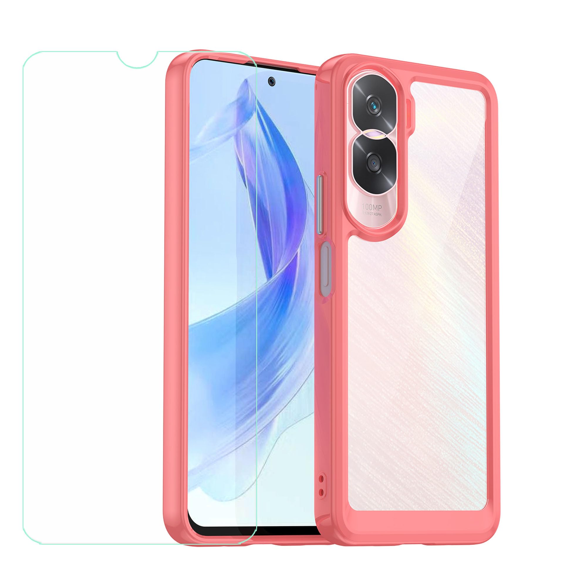 Custodia + Vetro Temperato Per Honor 90 Lite - Cover Morbida TPU Trasparente Antiurto