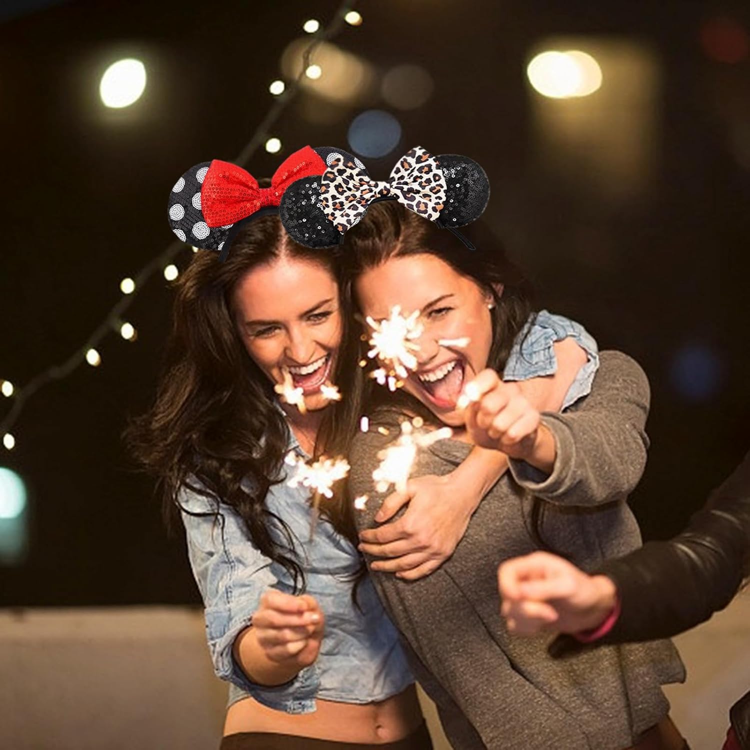 Mouse Ears Headbands Fashion Shiny Bows Mice Ears Birthday Parties Themed Events (Black, Onesize)