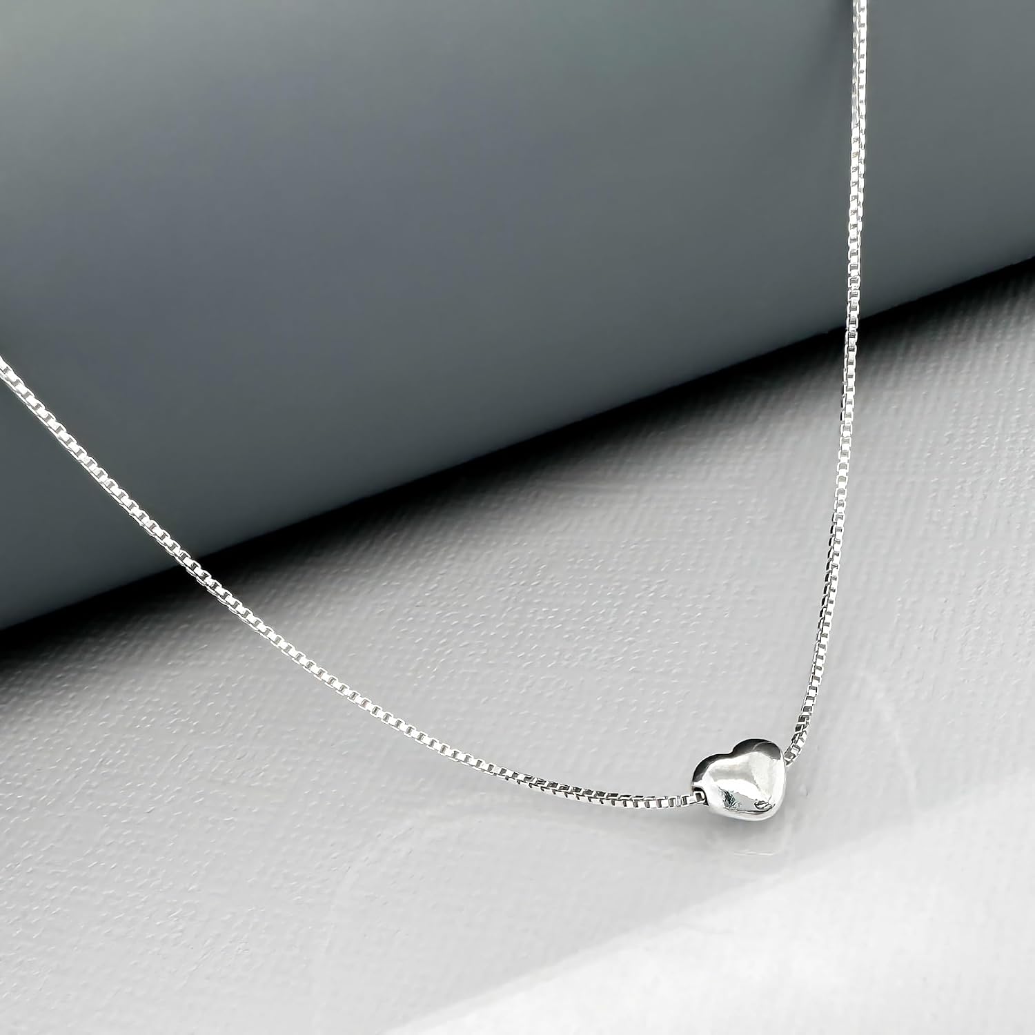 Very Tiny and Dainty Sterling Silver Floating Puffed Heart Necklace for Women Teens, Minimalist Floating Heart Choker Layering Necklace, Gift for Her