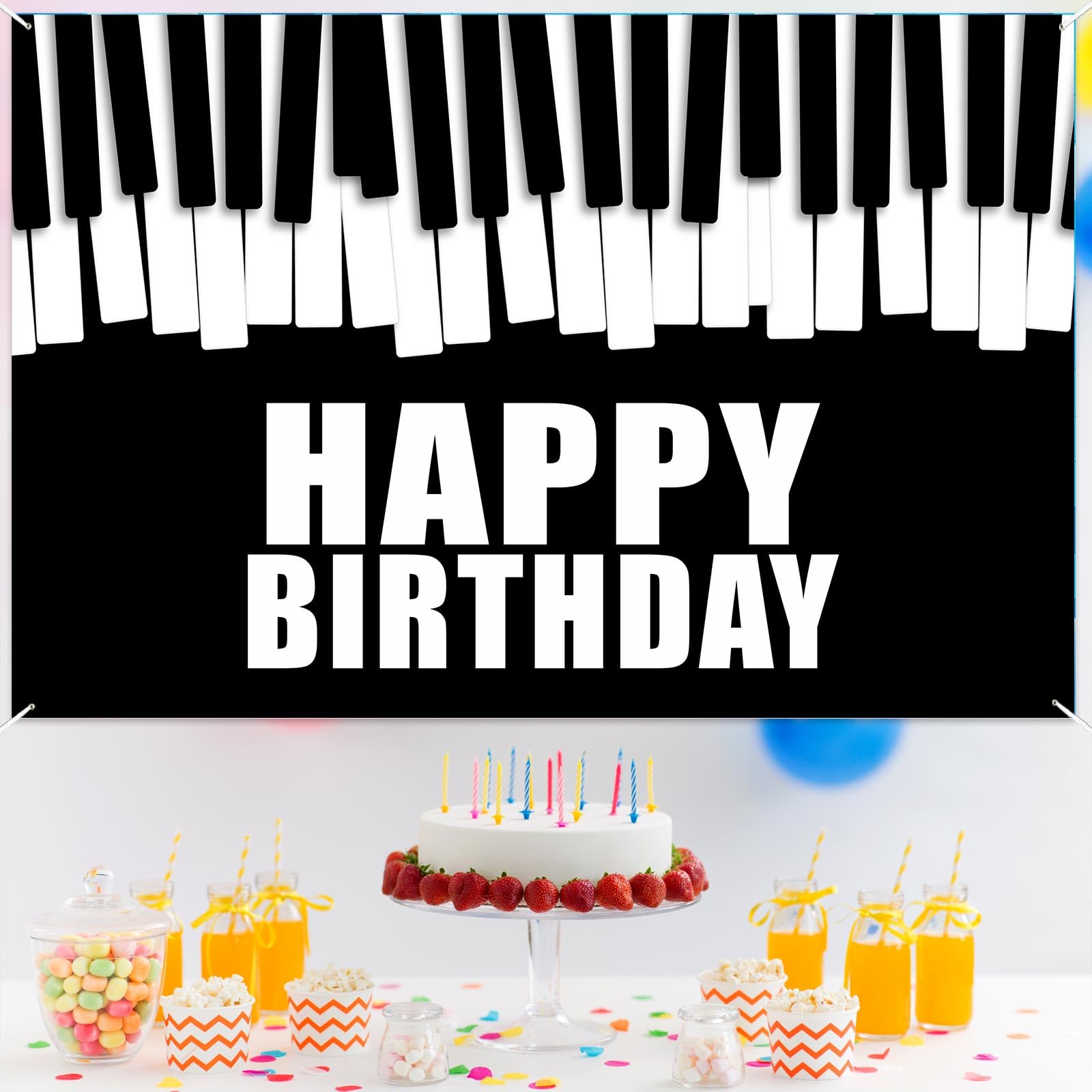 Music Piano Note Birthday Banner - Party Decor With Baby Shower & Kids Theme (Leopard Print Style) - View #11