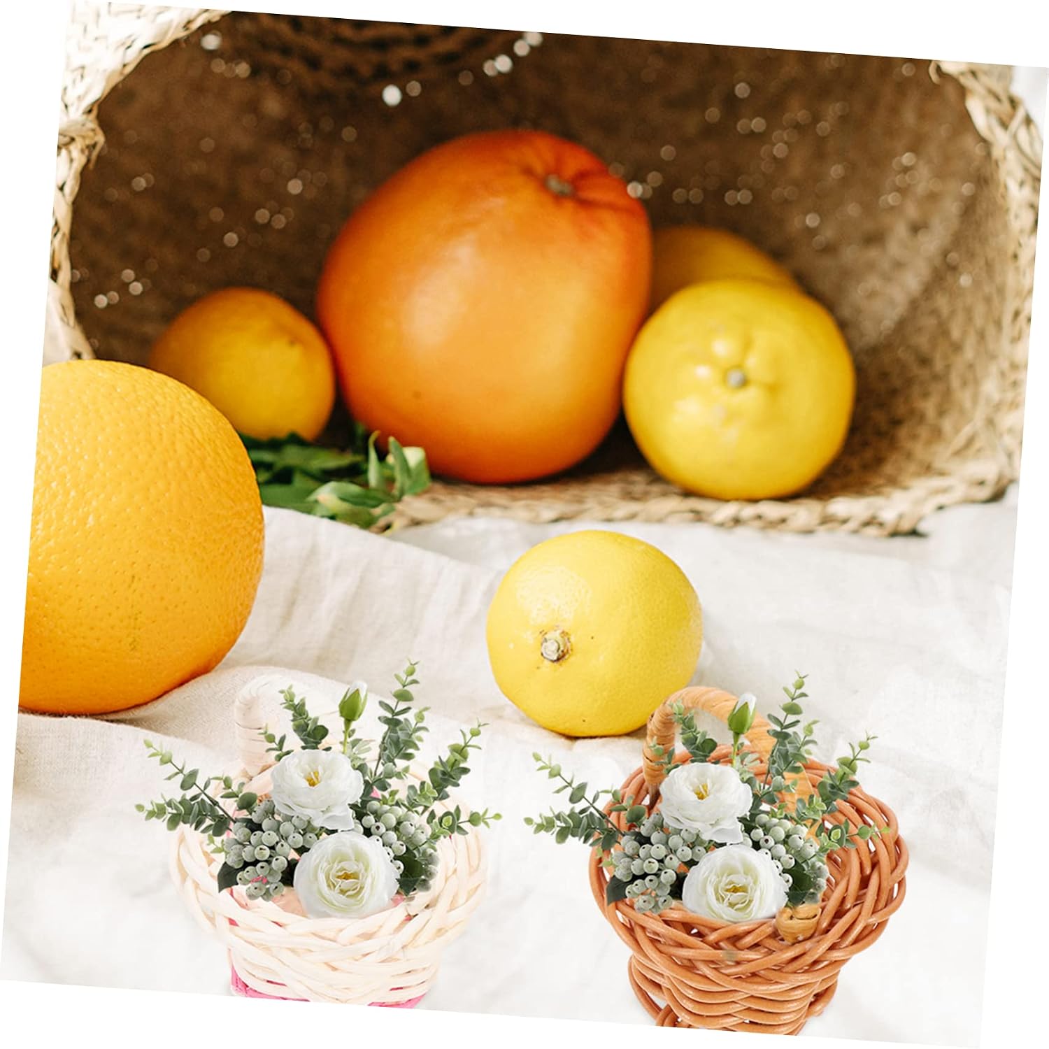 Miniature Woven Baskets Handheld Decor Plastic Bamboo 12pcs image 3