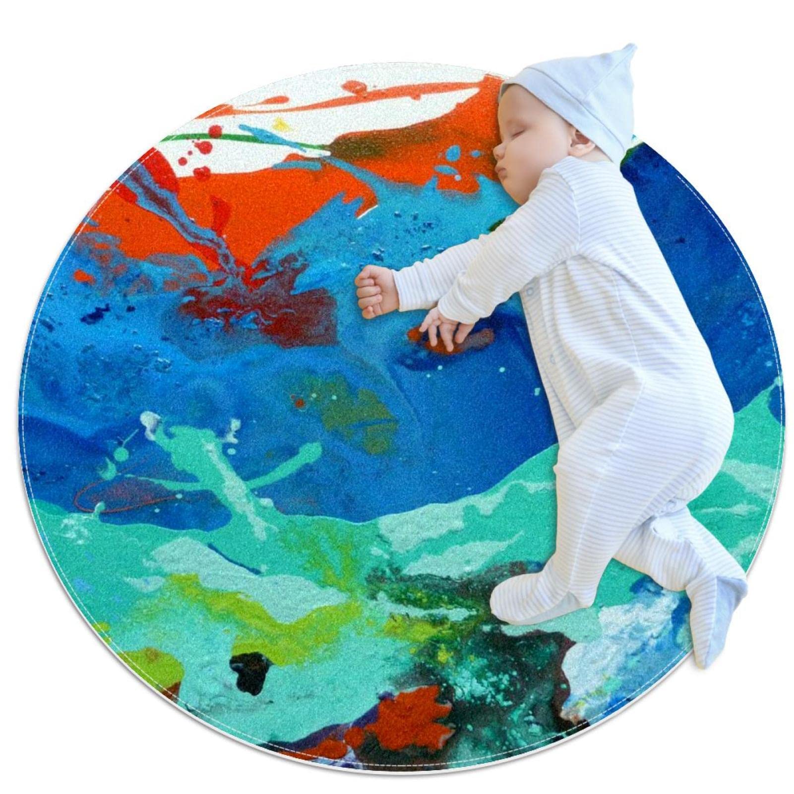 Color Soft Area Rug, Skid Fluffy Round Plush Circle Faux Fur Small Rugs For Living Room Bedroom Nursery Decor Playroom 70cm