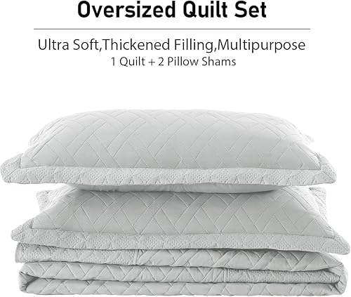 Vista 39 de Qucover Colcha beige tamaño California King, colcha ultrasónica de 3 piezas con patrón geométrico California King, colcha extragrande de 120 x 118