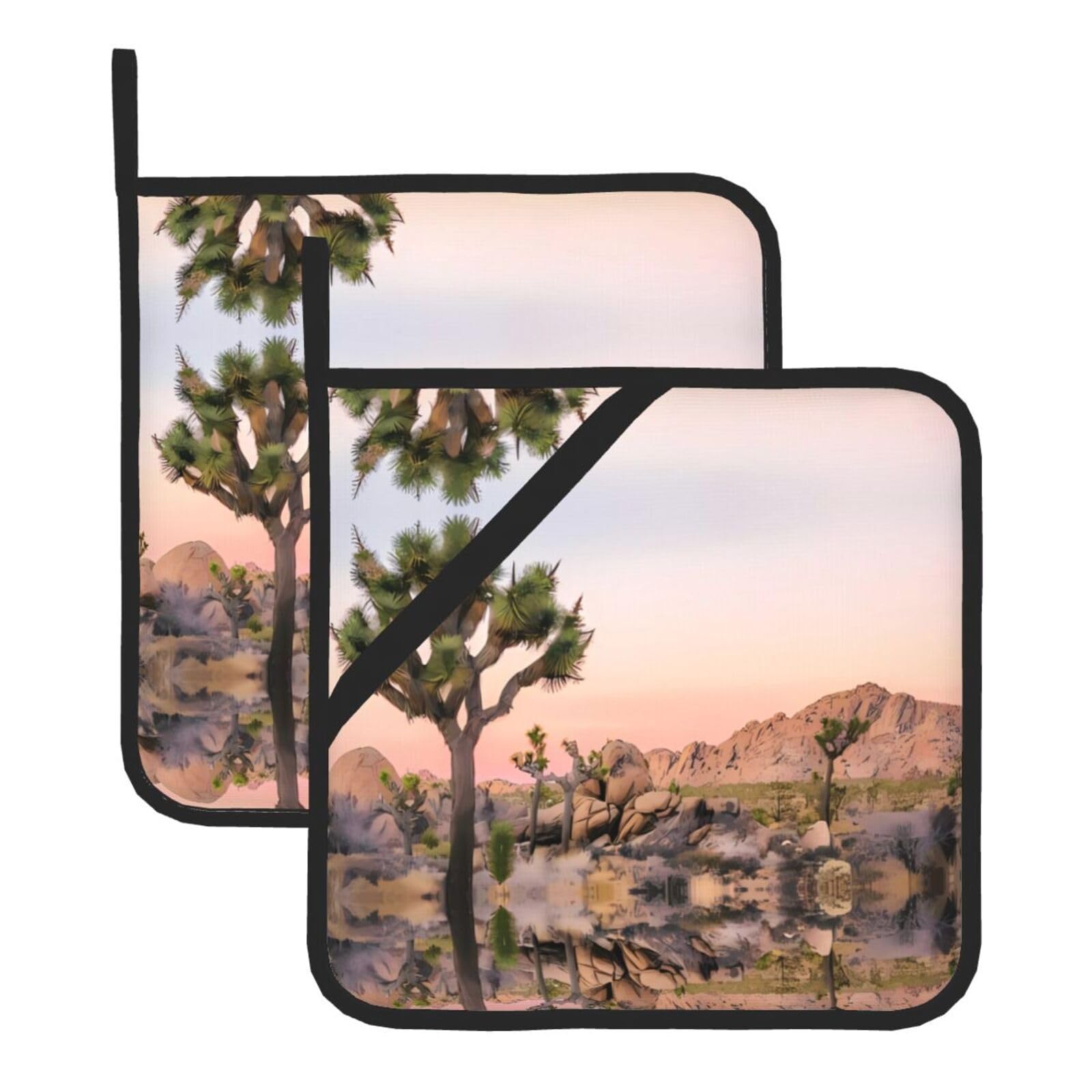 HJFCZH Africa Tree Prints Square Hot Pads for Kitchen Counter - Waterproof Pot Holders, Durable Heat Resistant Throw Layers for Serving, Oven & BBQ - 2 Pack