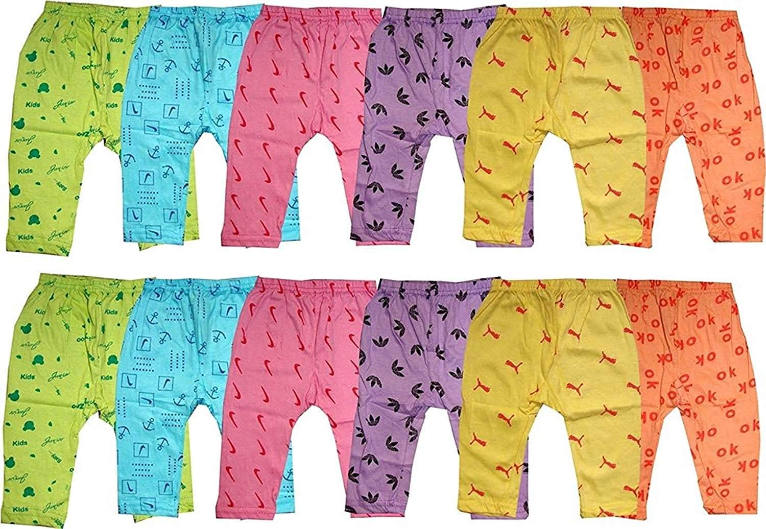 JMP Unisexs Cotton Pyjama Bottom Wear Pants (Multicolor Pack of 12)(3-4 Years)-image-9