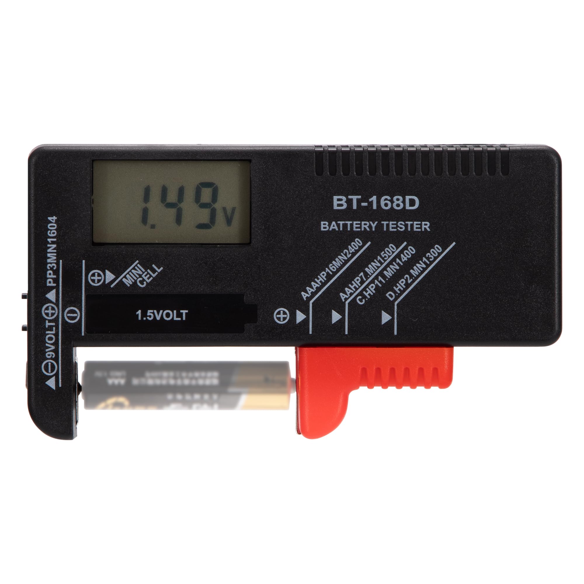 Tunejoy Tester per Batteria Digitale Universale con Display LCD per AA AAA C D PP3 9V 1.5V Bottone