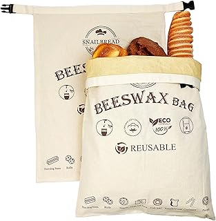 Wiederverwendbare Bienenwachs-Brotbeutel für Sauerteig: XL umweltfreundliche Aufbewahrung von frischen Lebensmitteln (33 x 43,2 cm, 2 Stück) | Feuchtigkeitssperre, nachhaltige hausgemachte
