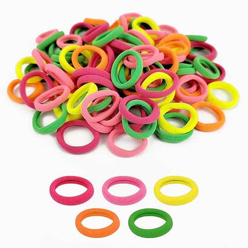 100 ligas para el pelo de bebé, bandas de algodón para el pelo, elásticas multicolores, accesorios para el cabello para niñas (100 piezas, colores
