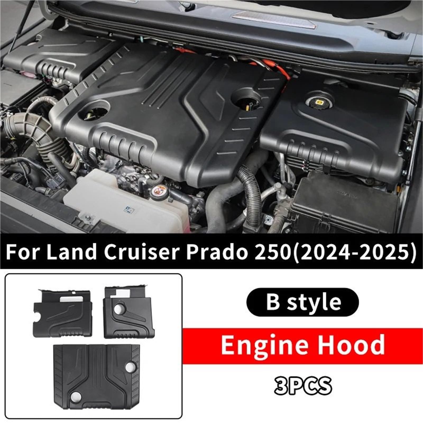 Pasuje do Toyota Land Cruiser 250 2024 2025 Prado LC250 1958 First Edition FJ250 Silnik Pyłoszczelna maska ​​Ulepszone akcesoria Silnika samochodowego Pokrywa(B Style)