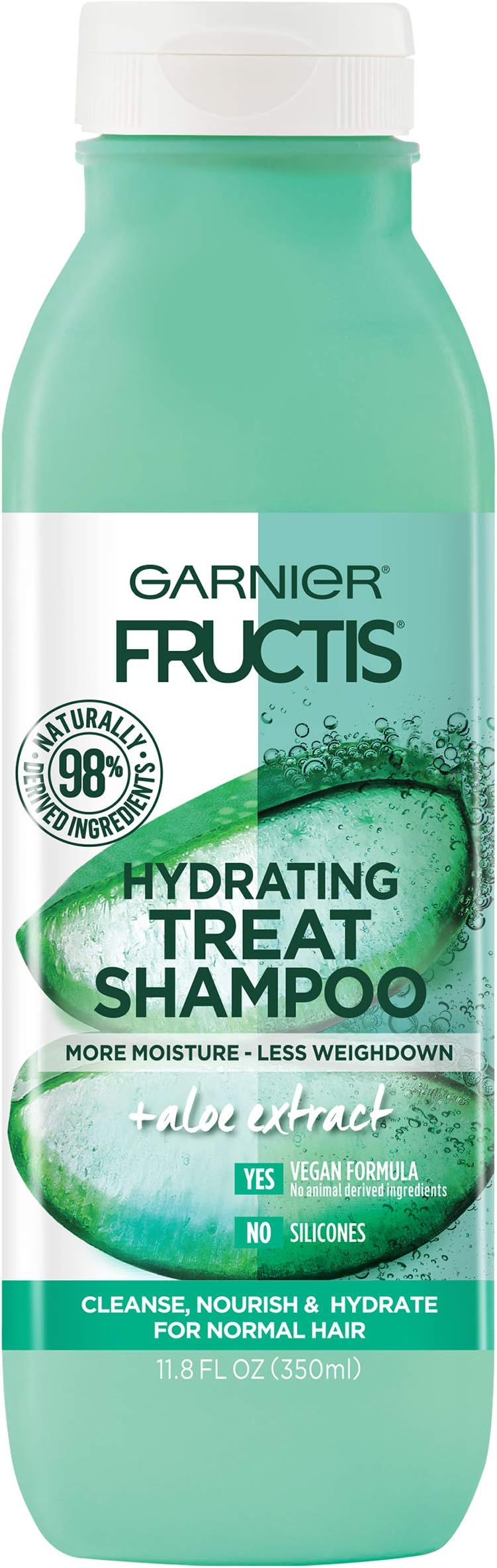 Fructis Hydrating Treat Shampoo, 98 Percent Naturally Derived Ingredients, Aloe, Nourish and Hydrate for Normal Hair, 11.8 fl. oz.