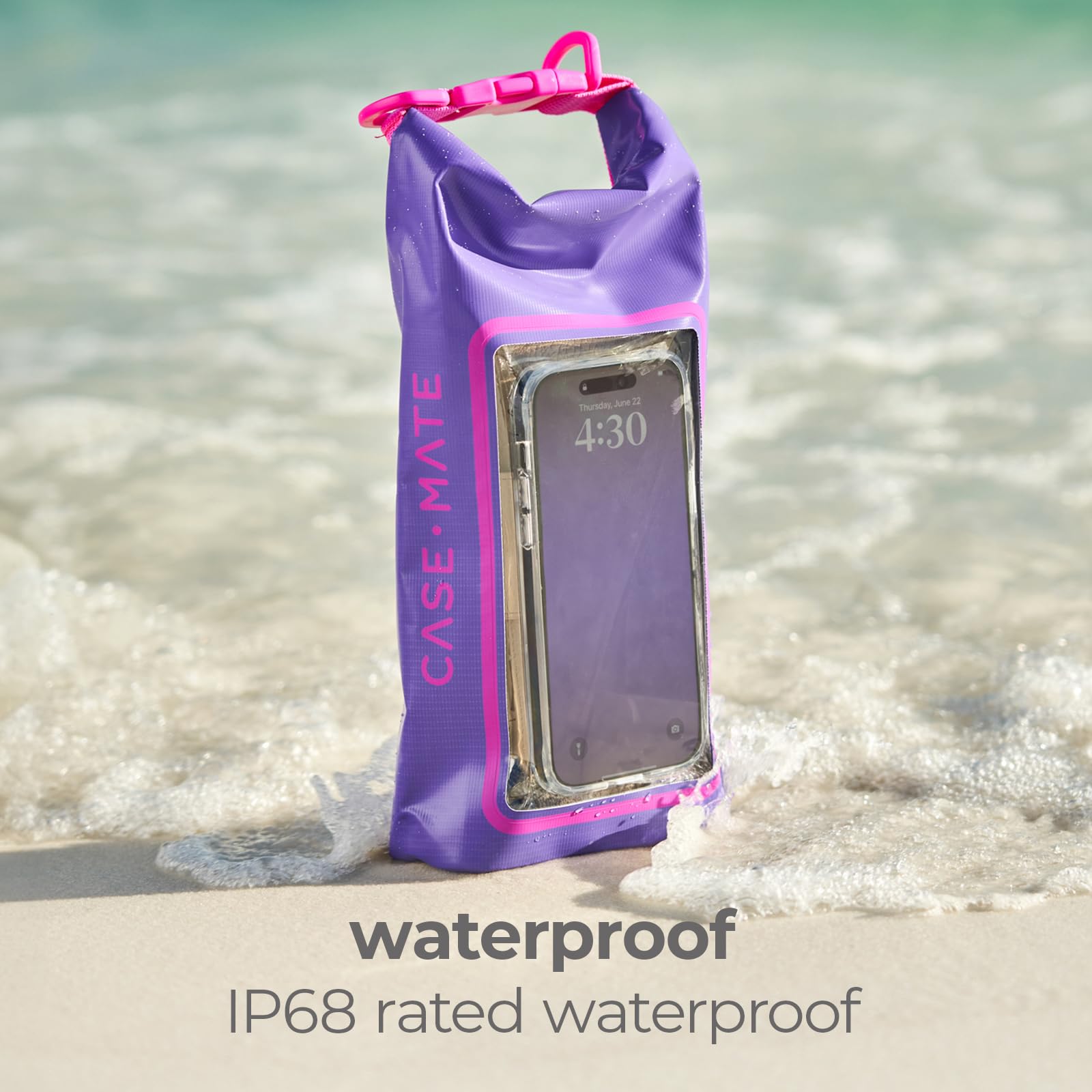 CASE-MATE Bolsa Impermeable IP68 de 2 litros, Mochila Impermeable Enrollable con Funda para teléfono/Bolsa, Accesorios para Barco y Kayak, Esenciales para Camping, natación, Playa, Pesca, Rafting,