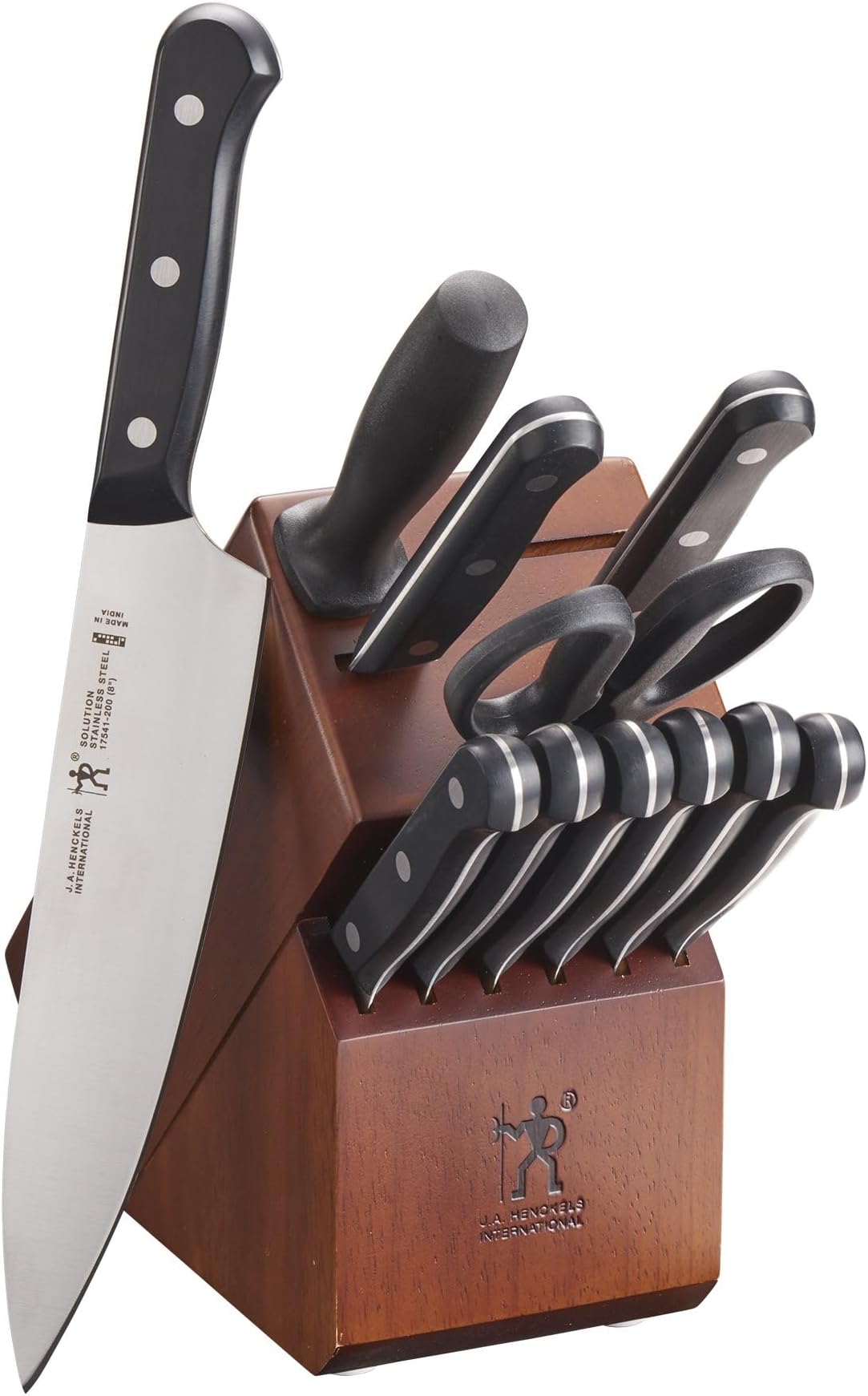 Solution Razor-Sharp 12-pc Knife Set, Chef Knife, Bread Knife, Steak Knife, German Engineered Informed by 100+ Years of Mastery,Walnut