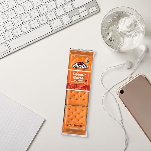 Miniatura 6 de Austin Galletas sándwiches, galletas de una sola porción, aperitivos de oficina y niños, mantequilla de maní en queso, bandeja de 11 onzas (8