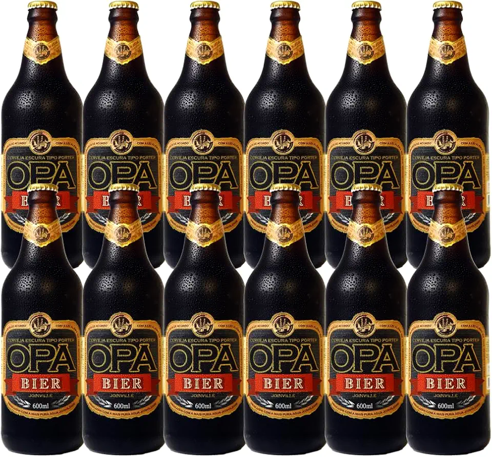 Pack 12 unidades Cerveja Puro Malte Porter 600ml 6% Opa Bier