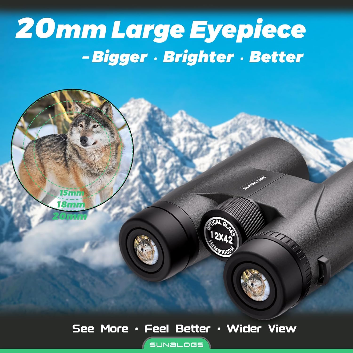 Binoculars for Adults High Powered, 12x42 HD Super Bright BAK4 Prism Waterproof Binoculars with Low Light Vision for Bird Watching Hiking Hunting Outdoor Travel Road Trip Stargazing Cruise (Black) - Image 4