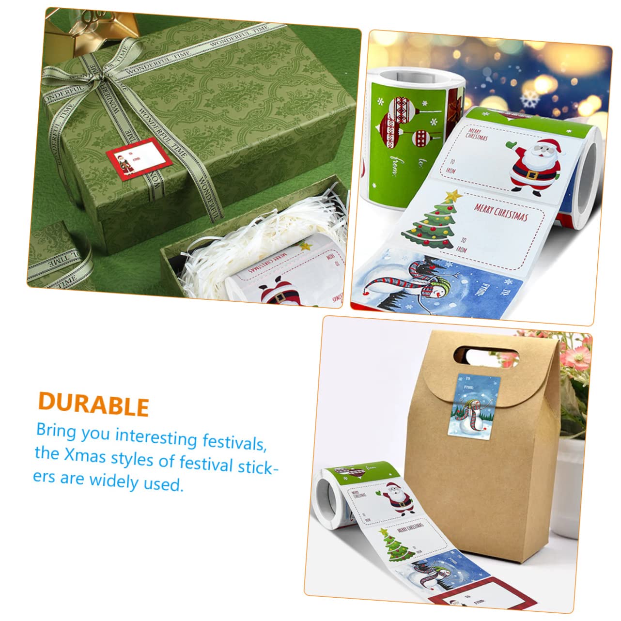 TEHAUX 10rotoli Etichette Natalizie Per Regali Stickers Festivi Autoadesivi Design Per Decorazioni e Etichette Per Confezioni e Decorazioni Artigianali