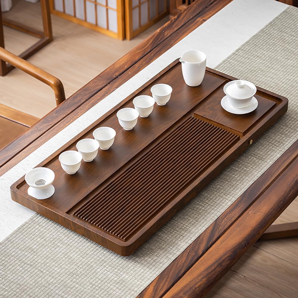 PA-DABAOO Tea Tray Set for Gongfu Tea Ceremony with Cup,Japanese Vintage Serving Tray with White Porcelain Cup,Home Office Serving Trays,Dry-Brewing/Wet-Brewing