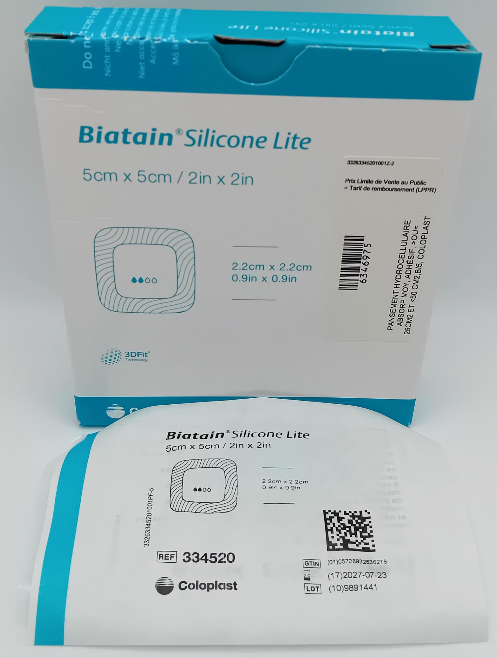 Biatain Silicone Lite 5cm x 5cm - Box of 5 | Flexible and Gentle Foam Dressings for Low-Exuding Wounds