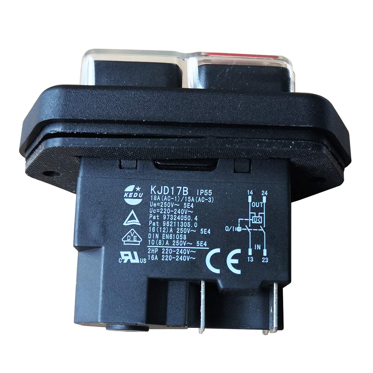 Interruttore a pulsante elettromagnetico per betoniera e piccolo tornio a 4 pin 5 pin KEDU KJD17B (4 pin)