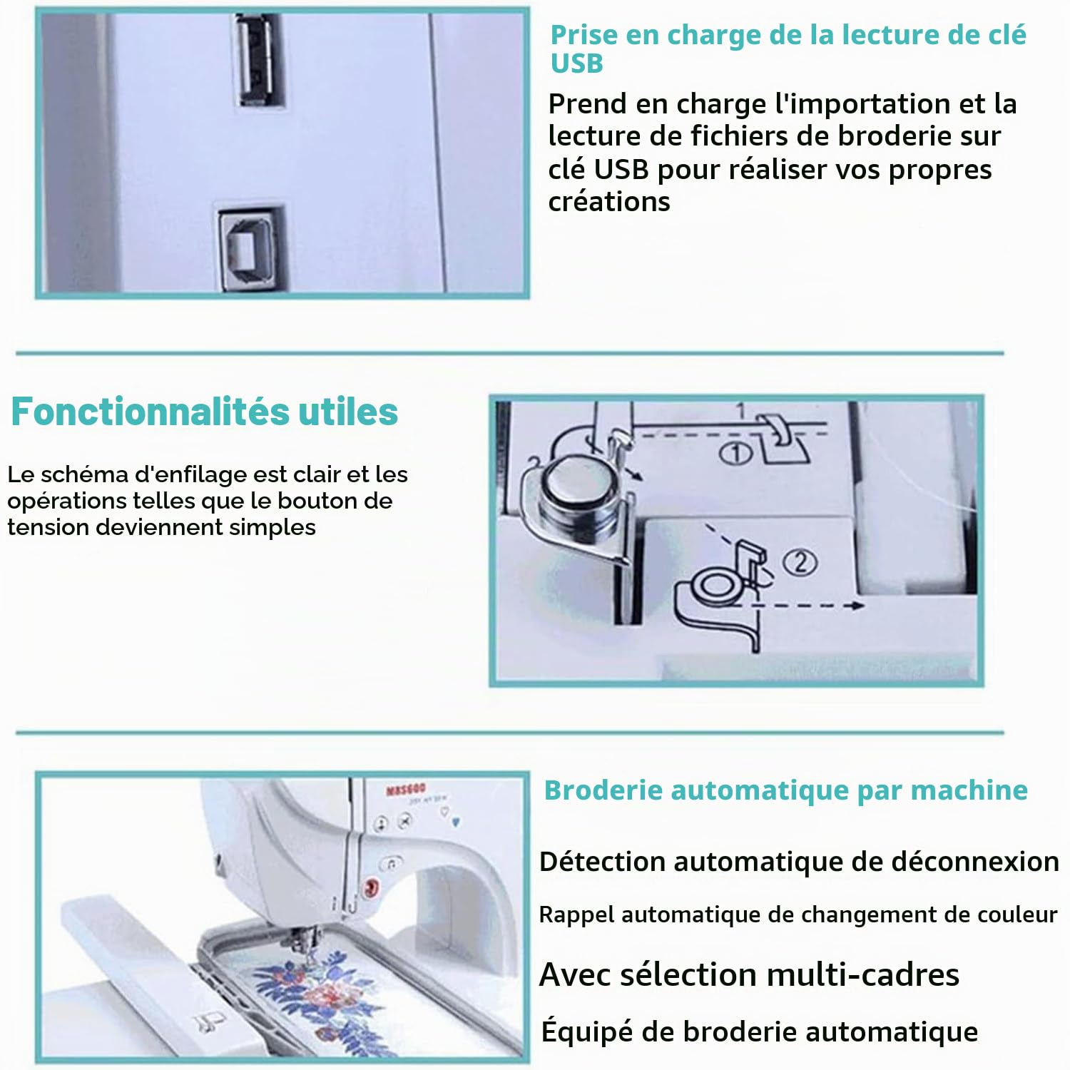 Qiang Machine à Coudre Et à Broder électronique avec Table Extension,pour Débutants Et Amateurs De Bricolage - Laissez Votre Créativité S'exprimer avec élégance