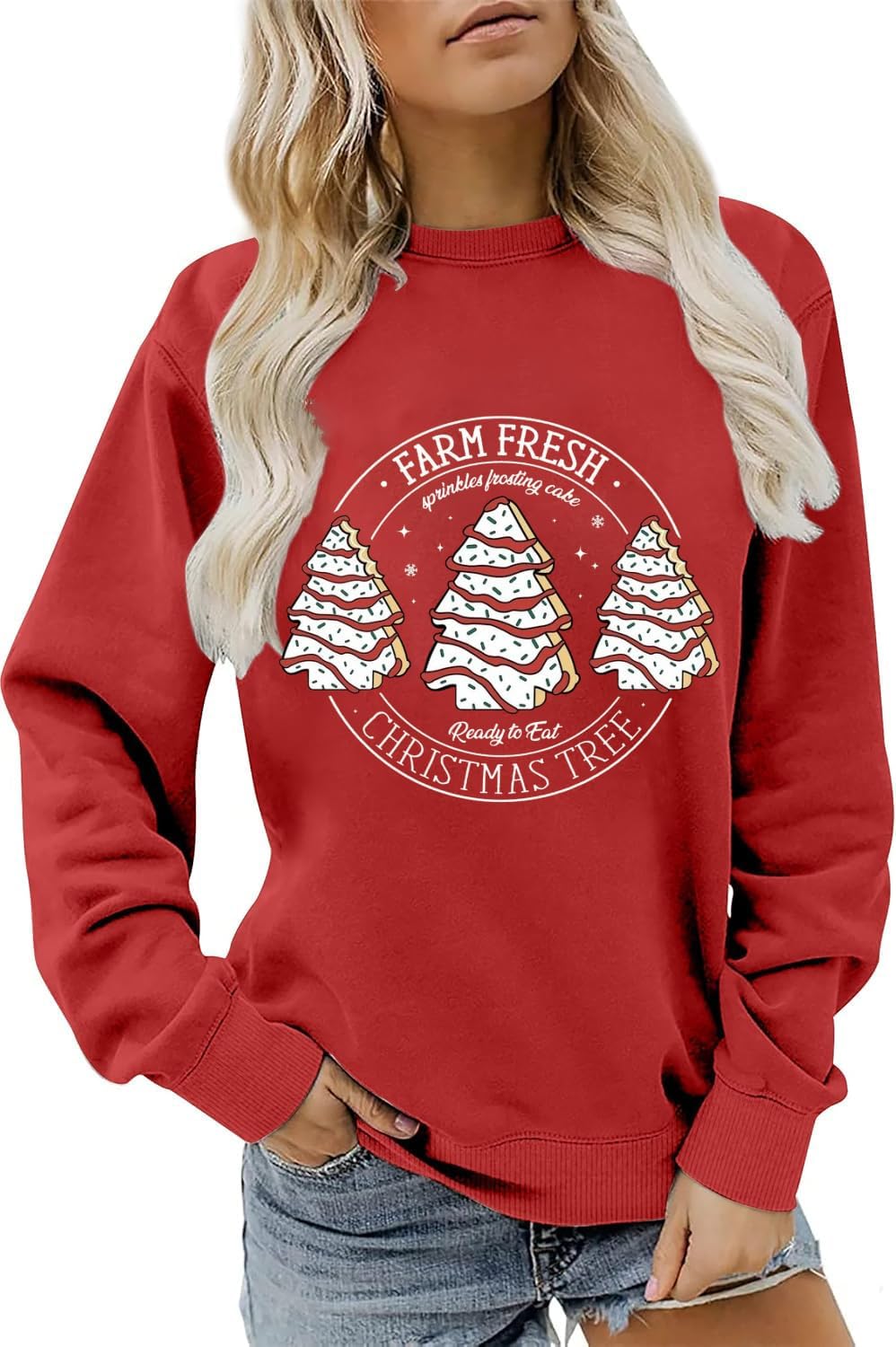 Christmas Sweatshirts For women Funny Christmas Sweater Cozy Holiday Graphic Tops - Image 2